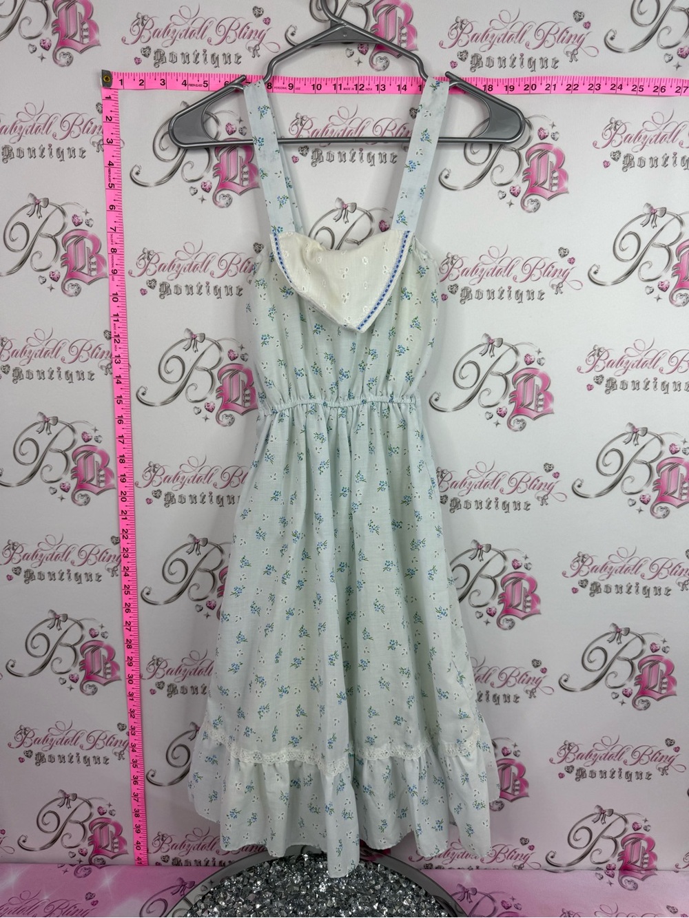 Dress vintage Floral Midi Dress with Peter Pan Collar - Light Blue